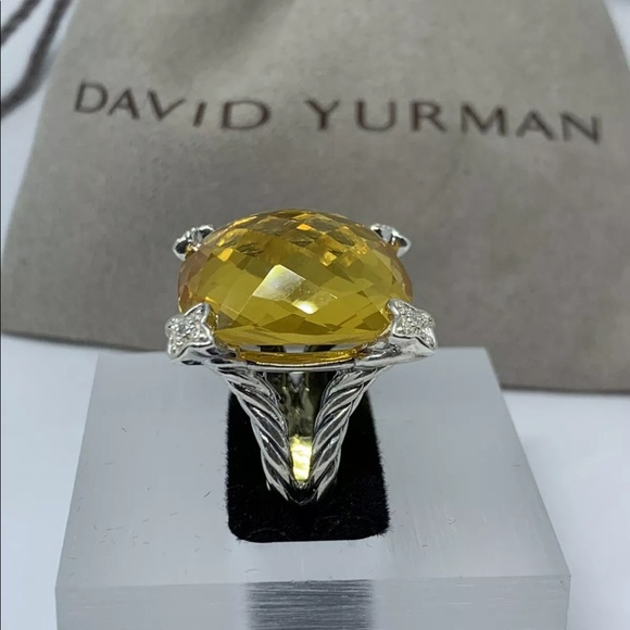David Yurman Jewelry - DAVID YURMAN 20MM Lemon Citrine & Diamond Ring
